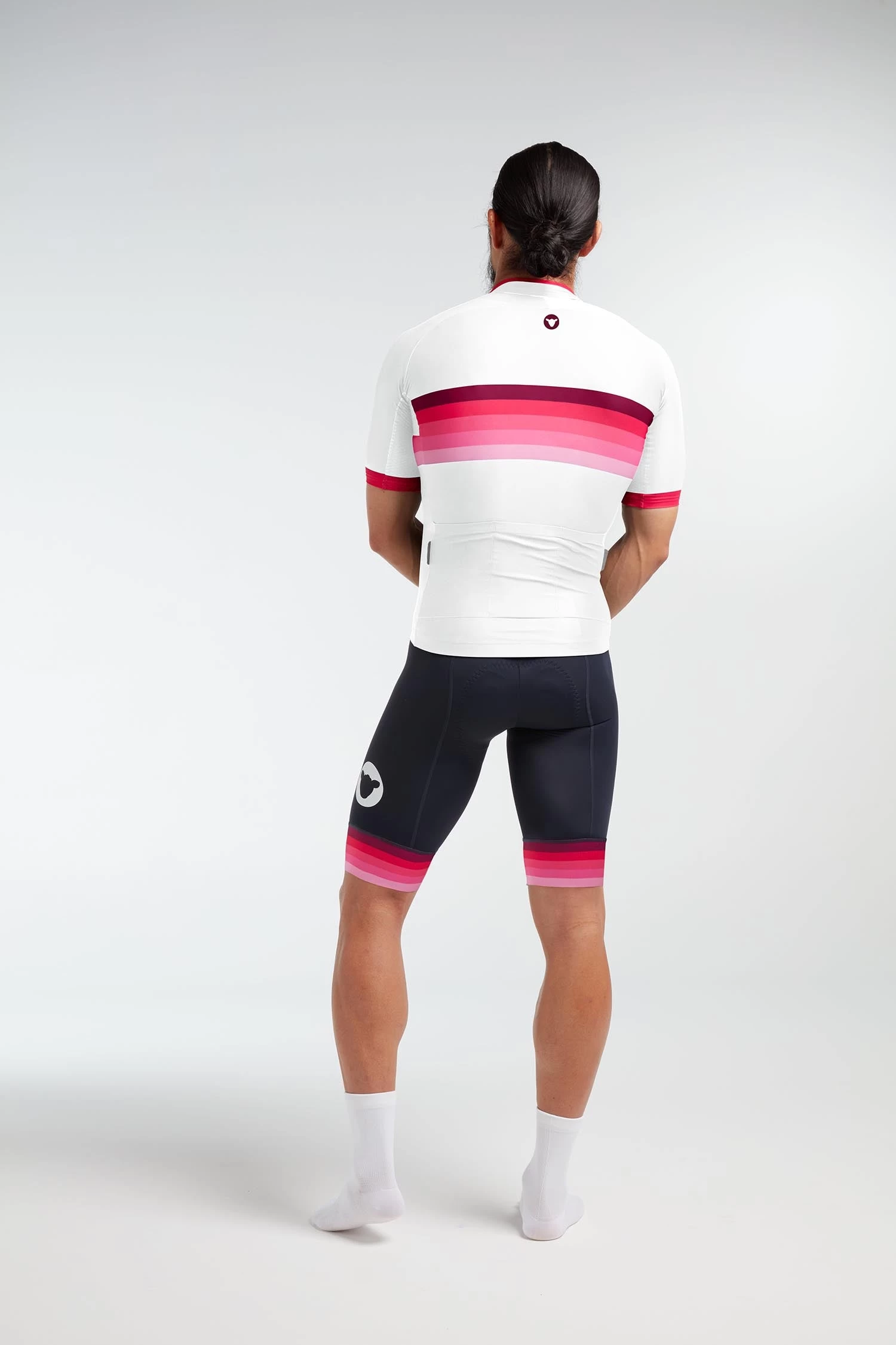 White Pink Stripe Essentials TOUR Men's Jersey 6 White Pink Stripe Essentials TOUR Men's Jersey - Image 4