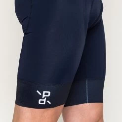 Navy Domestique Men's Bib -Pro Fit Shop PelotonDeParis Domestique Navy Men CyclingBib Detail1 VeloVeloSingapore