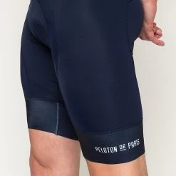 Navy Domestique Men's Bib -Pro Fit Shop PelotonDeParis Domestique Navy Men CyclingBib Detail2 VeloVeloSingapore