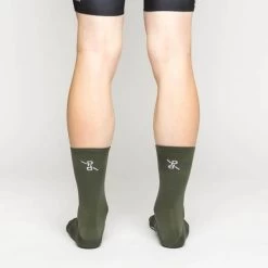 Khaki Signature PLTN Socks -Pro Fit Shop PelotonDeParis Khaki Signature PLTN CyclingSocks Back VeloVeloSigapore