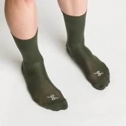 Khaki Signature PLTN Socks -Pro Fit Shop PelotonDeParis Khaki Signature PLTN CyclingSocks FrontView VeloVeloSigapore