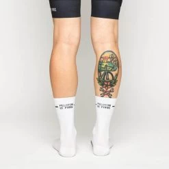 White Classic PLTN Socks -Pro Fit Shop PelotonDeParis White Classic PLTN CyclingSocks Back VeloVeloSigapore