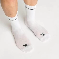 White Classic PLTN Socks -Pro Fit Shop PelotonDeParis White Classic PLTN CyclingSocks Front VeloVeloSigapore