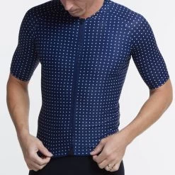 Navy Grid Dot Ultralight Men's Jersey -Pro Fit Shop mens grid dot ul jersey navy front detail 1200x 519f5931 7e71 4e07 80a5 0fe9023df386